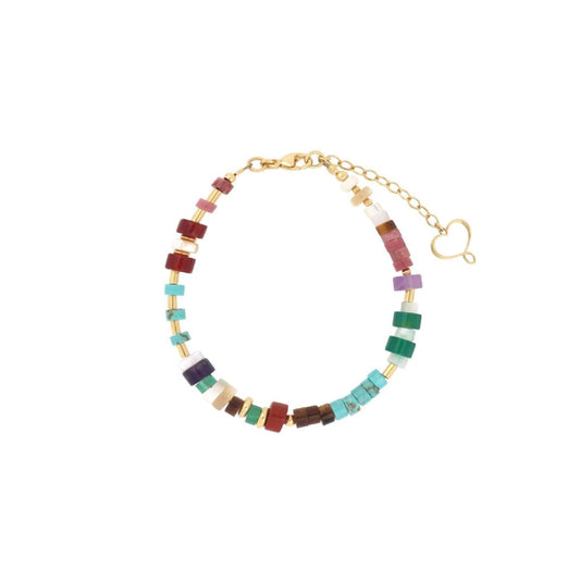 Bracciale catena Maman et Sophie con pietre naturali colorate Regolabile 17,5-21,5 cm