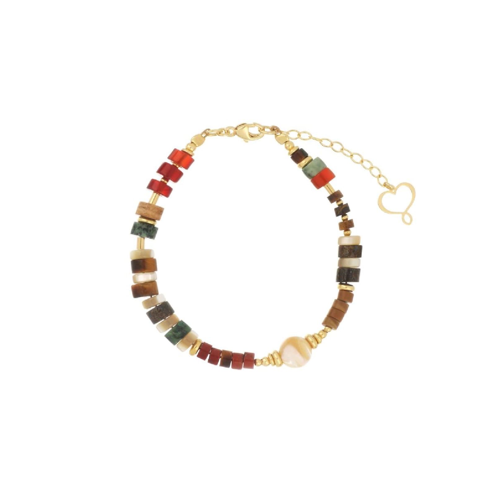 Bracciale Maman et Sophie con madreperla e pietre multicolor Regolabile 17,5-21,5 cm