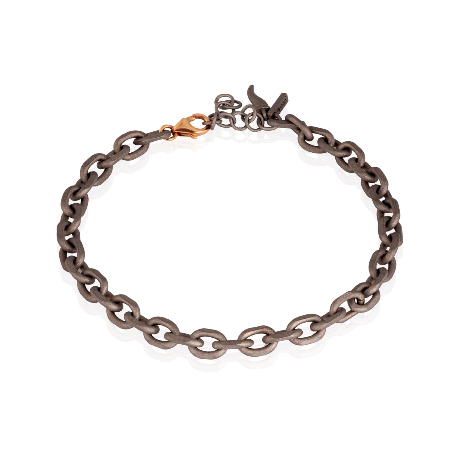 Bracciale catena Mano J in titanio con corno piccolo titanio 21 cm
