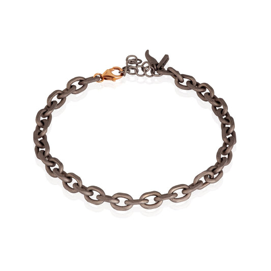 Bracciale catena Mano J in titanio con corno piccolo titanio 21 cm