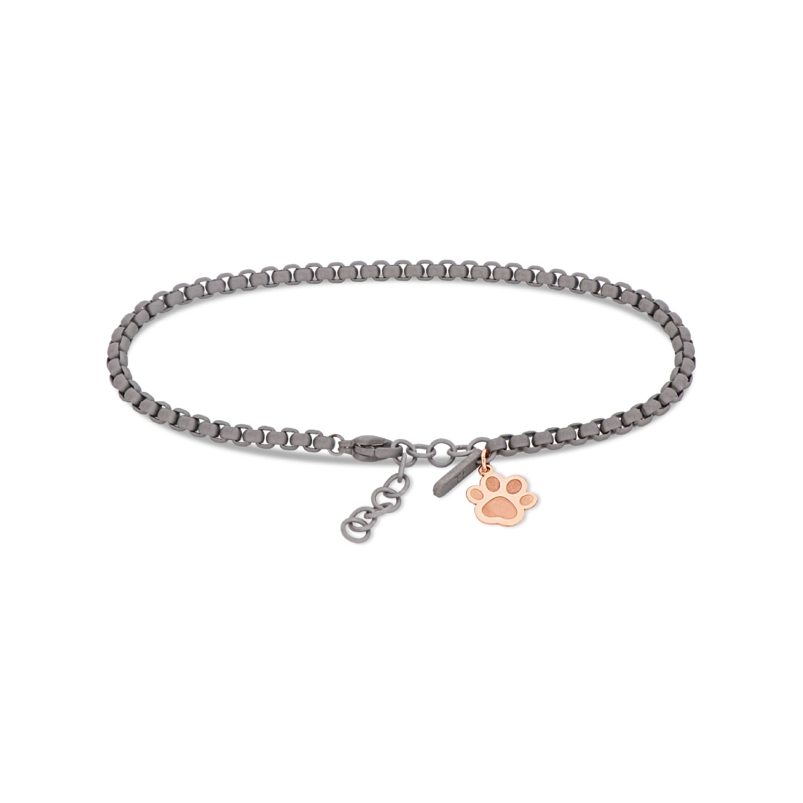 Bracciale catena Mano J in titanio con zampa oro rosso 9kt 21 cm