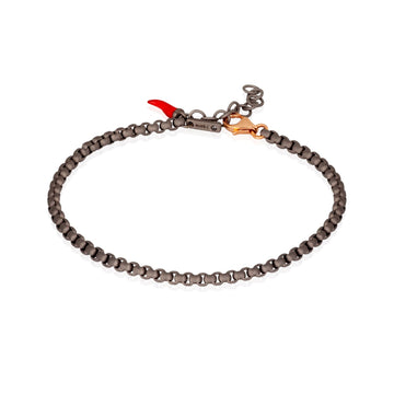 Bracciale Mano J in titanio con moschettone e corno rosso 21 cm