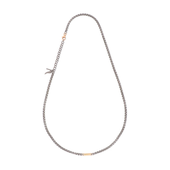Collana Mano J in titanio barretta e chiusura oro rosso 9kt MISURA UNICA