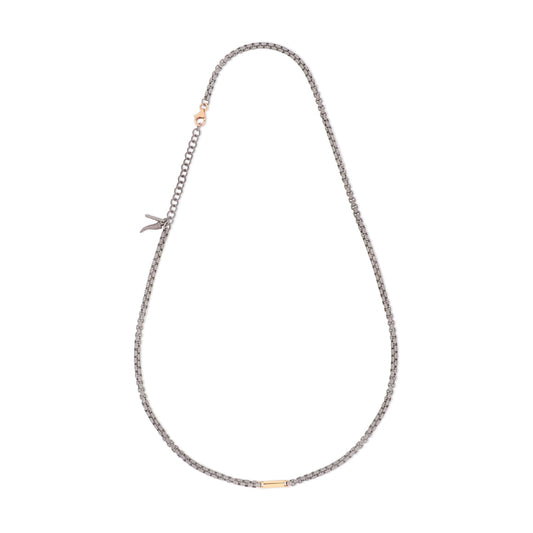 Collana Mano J in titanio barretta e chiusura oro rosso 9kt MISURA UNICA