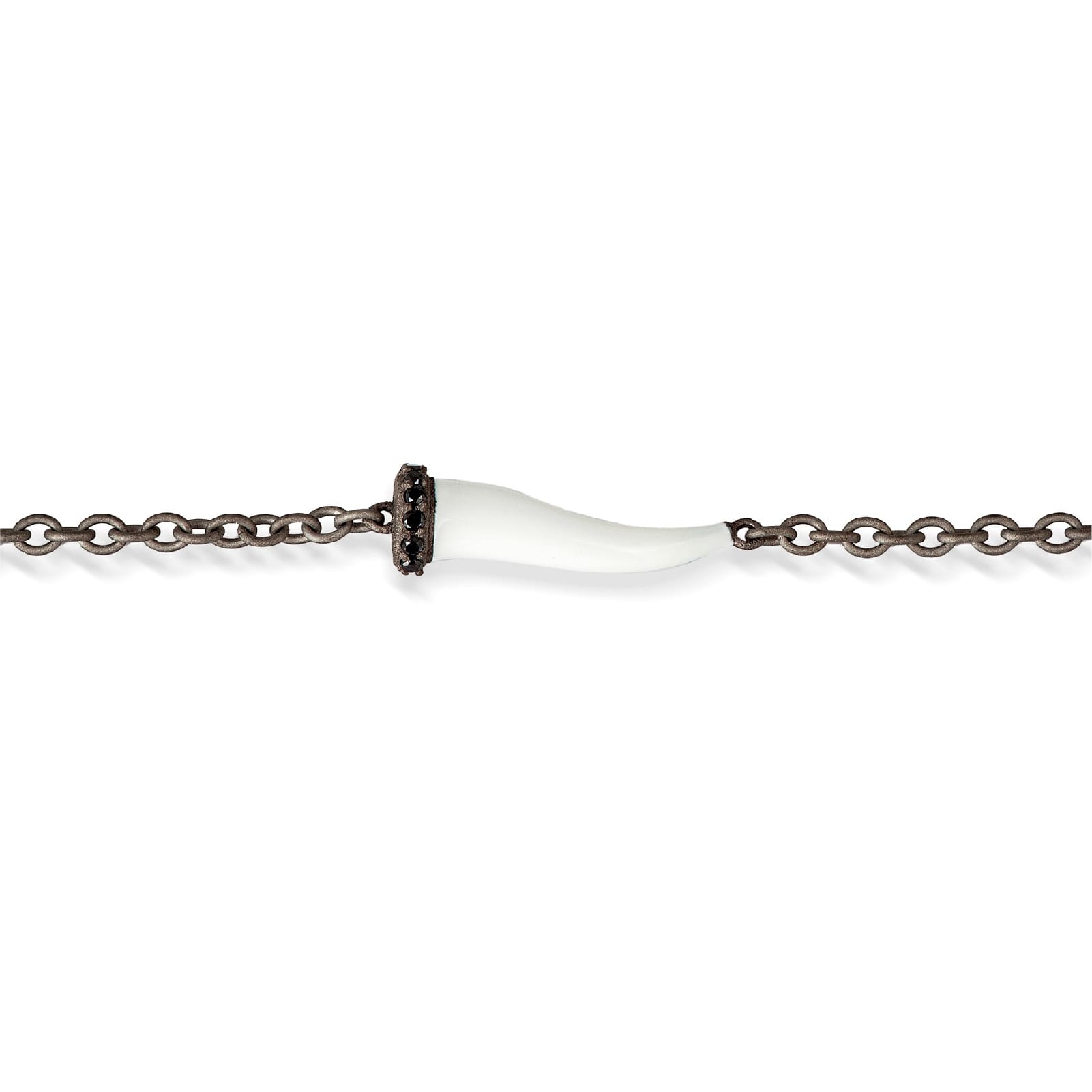 Bracciale catena Mano J Lucky Horn in titanio e corno bianco 21 cm
