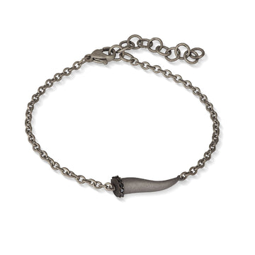 Bracciale Mano J Lucky Horn in titanio cornetto e diamanti 21 cm