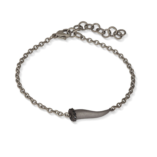 Bracciale Mano J Lucky Horn in titanio cornetto e diamanti 21 cm