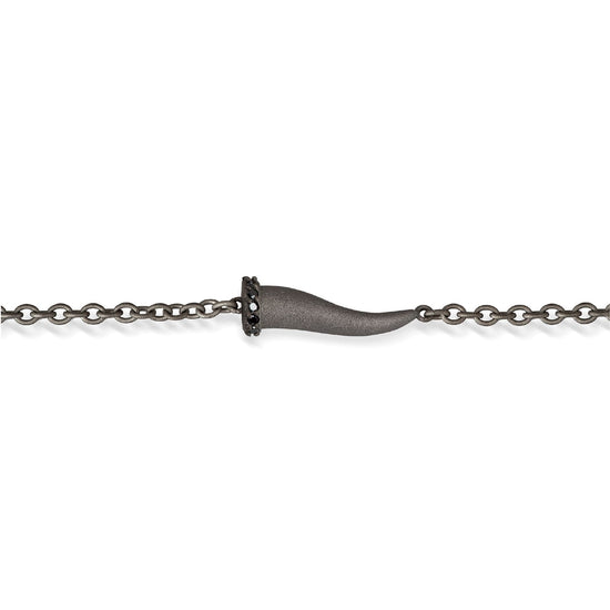 Bracciale Mano J Lucky Horn in titanio cornetto e diamanti 21 cm