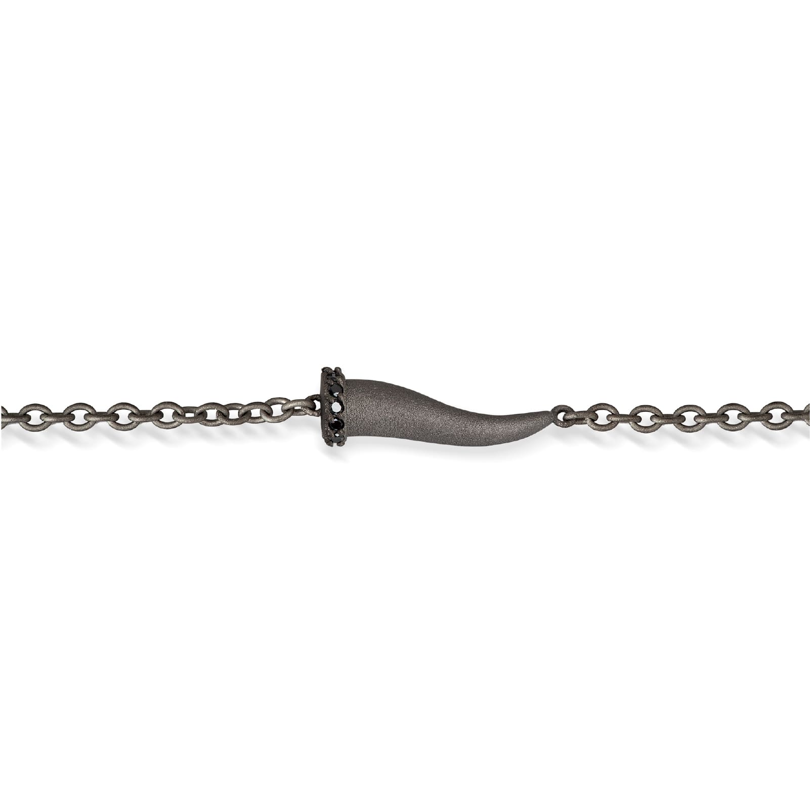 Bracciale Mano J Lucky Horn in titanio cornetto e diamanti 21 cm