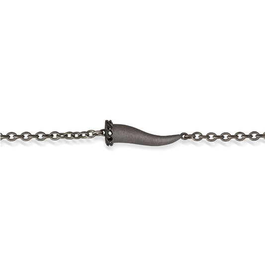 Bracciale Mano J Lucky Horn in titanio cornetto e diamanti 21 cm
