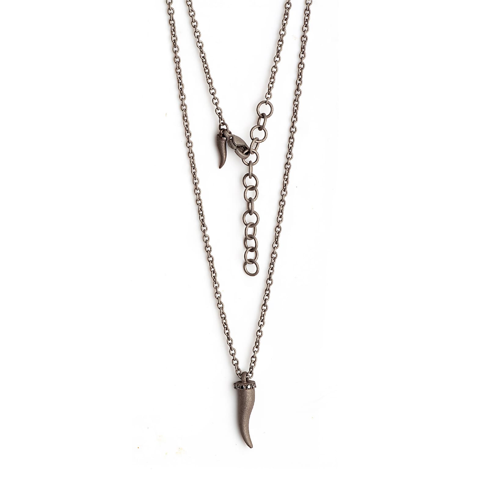 Collana Mano J Lucky Horn in titanio cornetto e diamanti 0,06ct MISURA UNICA
