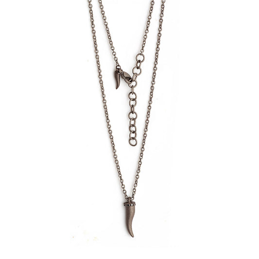 Collana Mano J Lucky Horn in titanio cornetto e diamanti 0,06ct MISURA UNICA