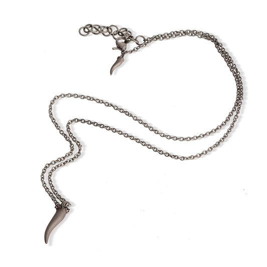 Collana Mano J Lucky Horn in titanio cornetto e diamanti 0,06ct MISURA UNICA