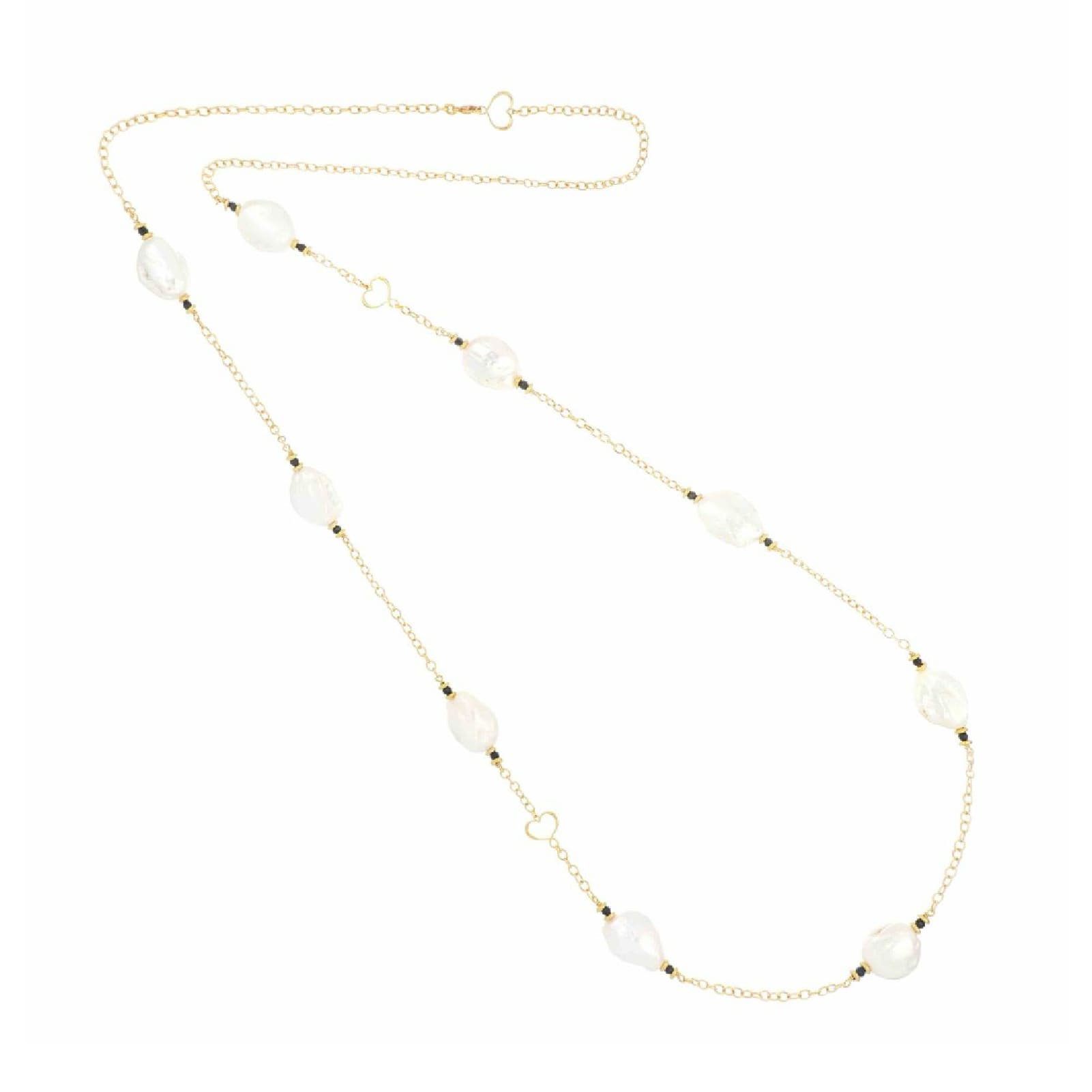 Collana lunga Maman et Sophie argento dorato perle e spinello