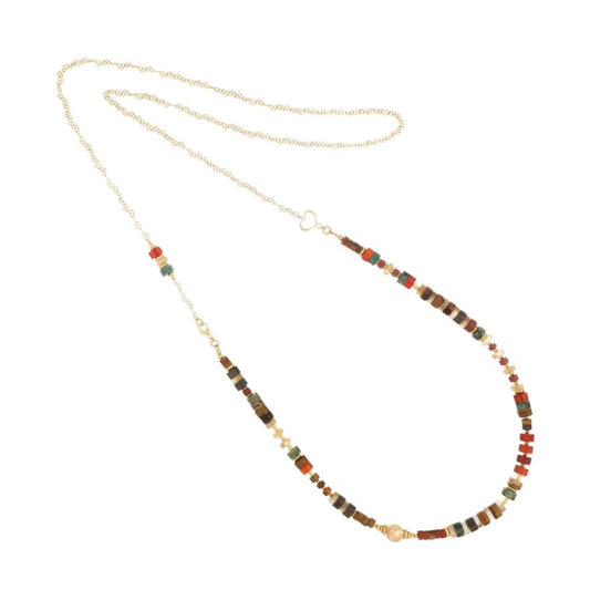 Collana Maman et Sophie Madre Terra con pietre sfumature rosso MISURA UNICA