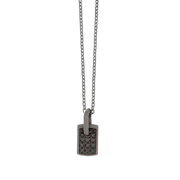 Collana catena Mano J in titanio targhetta diamanti neri 0,14ct MISURA UNICA
