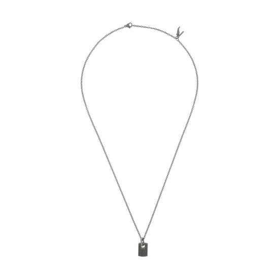 Collana catena Mano J in titanio targhetta diamanti neri 0,36ct MISURA UNICA