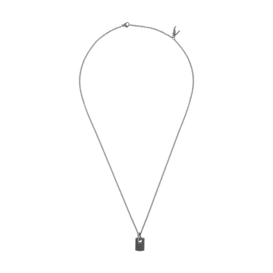 Collana catena Mano J in titanio targhetta diamanti neri 0,36ct MISURA UNICA