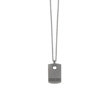 Collana catena Mano J in titanio targhetta diamanti neri 0,20ct MISURA UNICA