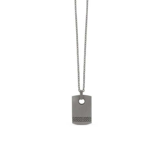 Collana catena Mano J in titanio targhetta diamanti neri 0,20ct MISURA UNICA