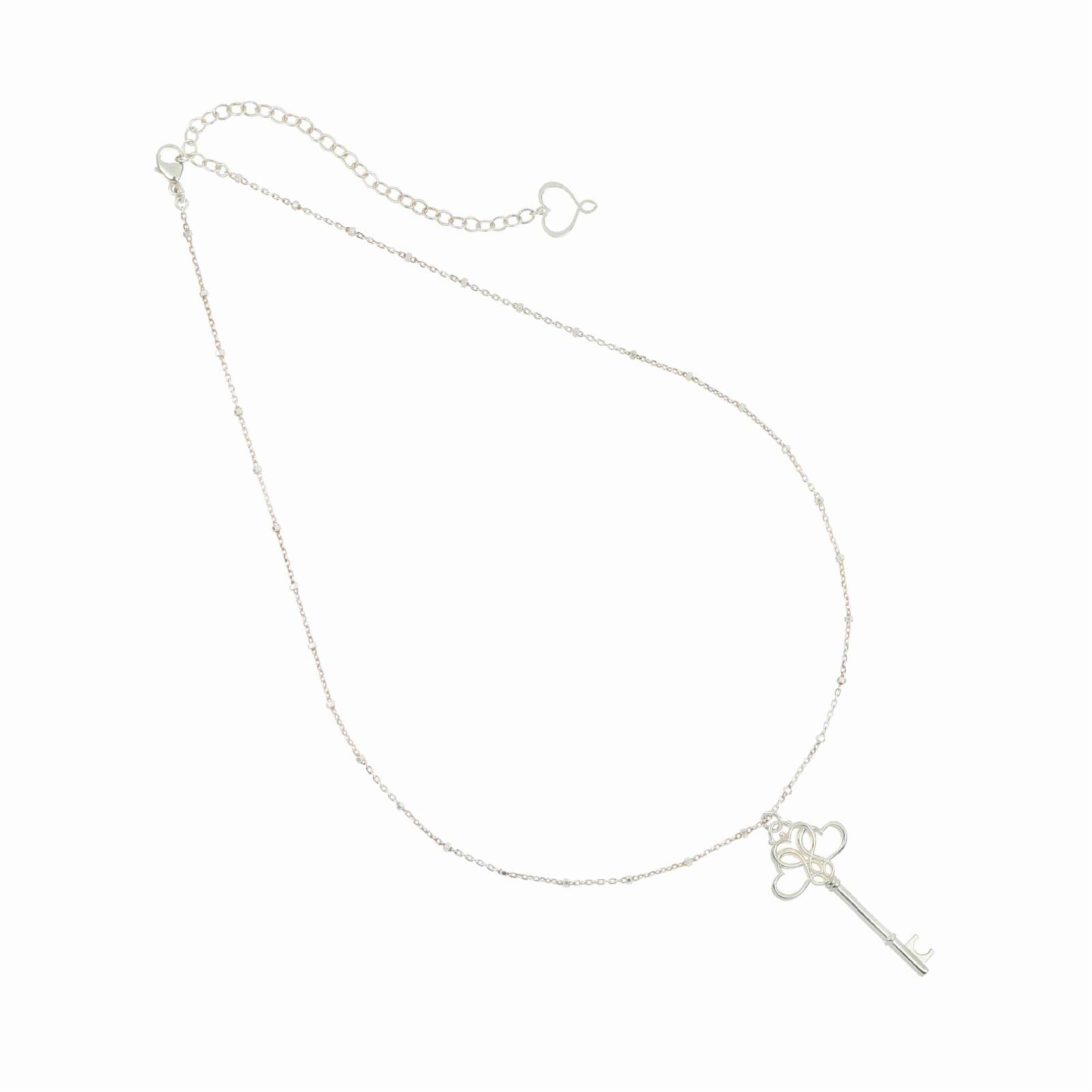 Collana Maman et Sophie in argento rodiato e chiave pendente MISURA UNICA