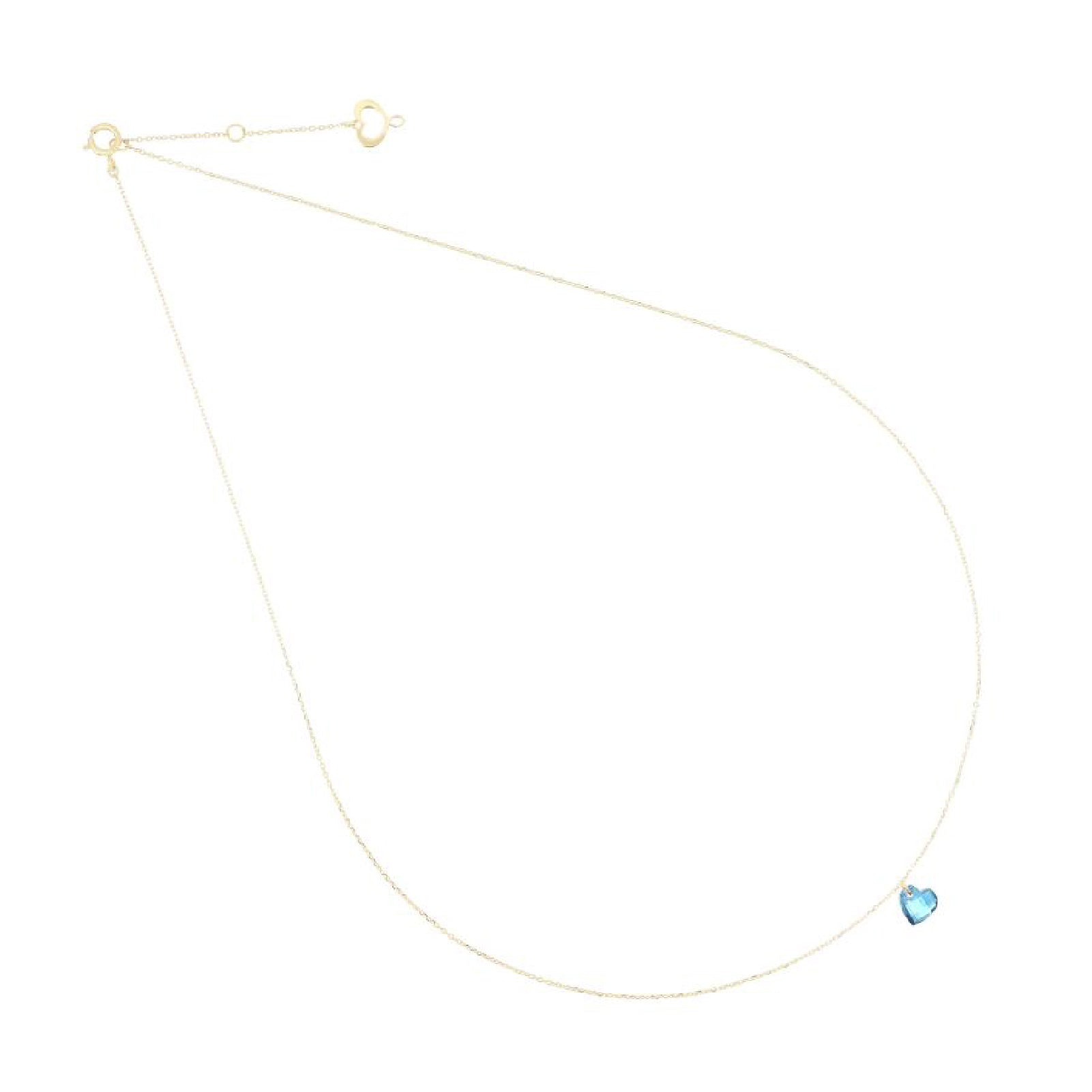 Collana Maman et Sophie oro 18 kt con cuore di topazio blu MISURA UNICA