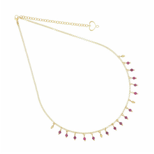 Collana Maman et Sophie Frange in argento dorato con rubini MISURA UNICA