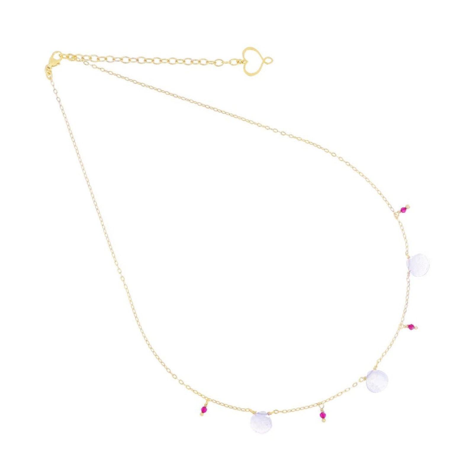 Collana Maman et Sophie argento con rubellite e calcedonio MISURA UNICA