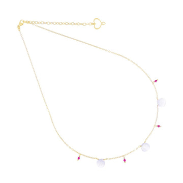 Collana Maman et Sophie argento con rubellite e calcedonio MISURA UNICA
