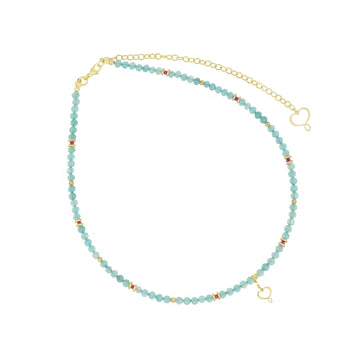 Collana girocollo Maman et Sophie in argento dorato amazzonite MISURA UNICA