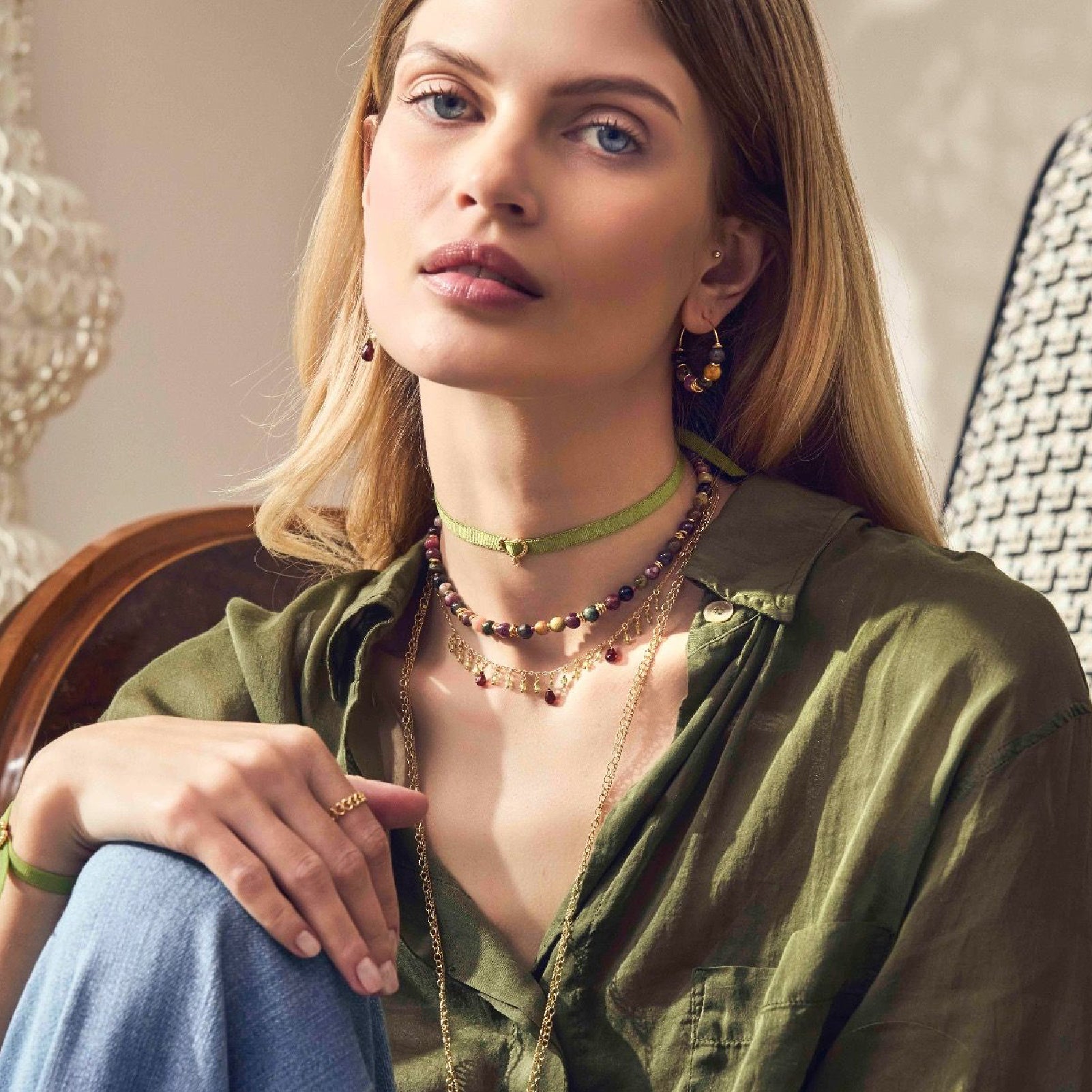 Collana Maman et Sophie argento con tormalina multicolor MISURA UNICA