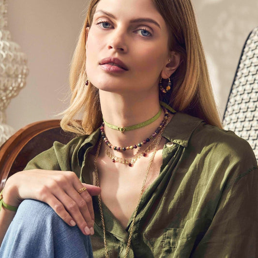 Collana Maman et Sophie argento con tormalina multicolor MISURA UNICA