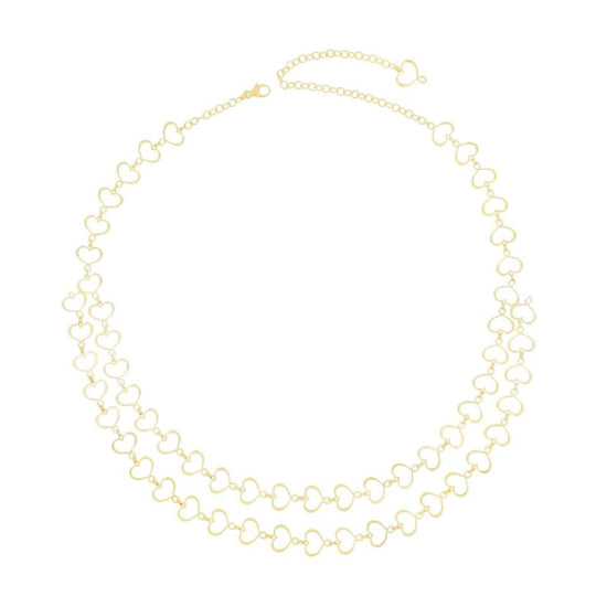 Collana Maman et Sophie argento dorato con catene di cuori MISURA UNICA