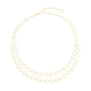 Collana Maman et Sophie argento dorato con catene di cuori MISURA UNICA