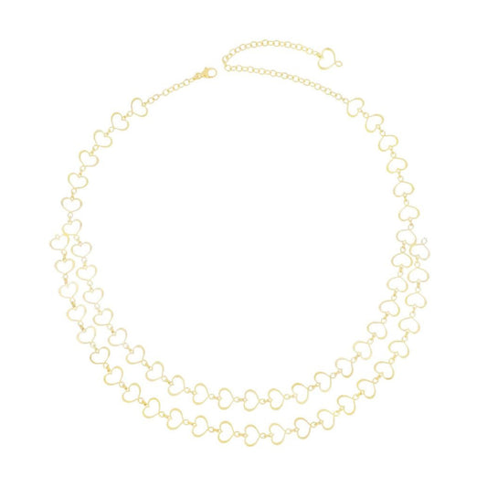 Collana Maman et Sophie argento dorato con catene di cuori MISURA UNICA