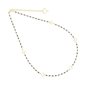 Collana Maman et Sophie argento oro cuori e smalto nero MISURA UNICA
