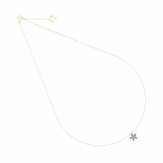 Collana Maman et Sophie in oro fiore celeste polvere diamanti MISURA UNICA