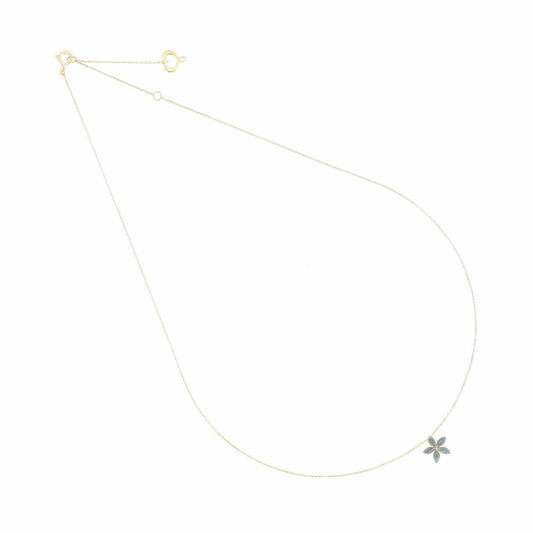 Collana Maman et Sophie in oro fiore celeste polvere diamanti MISURA UNICA