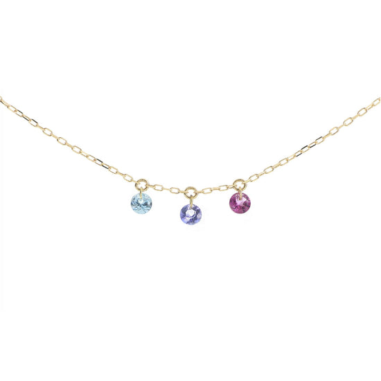 Collana girocollo Maman et Sophie in oro giallo topazio azzurro MISURA UNICA