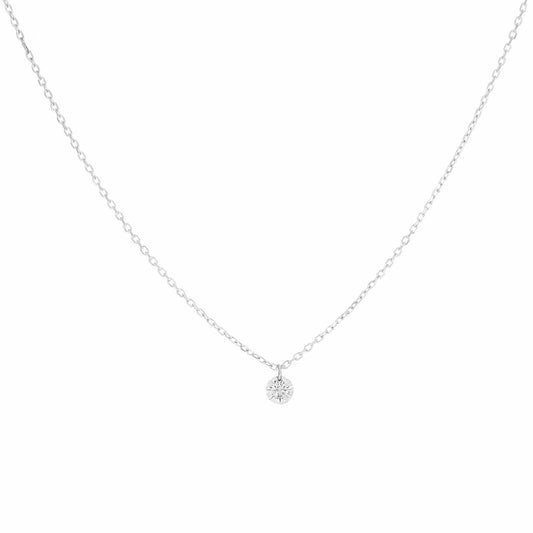 Collana Maman et Sophie in oro bianco con diamante 0,07 ct MISURA UNICA