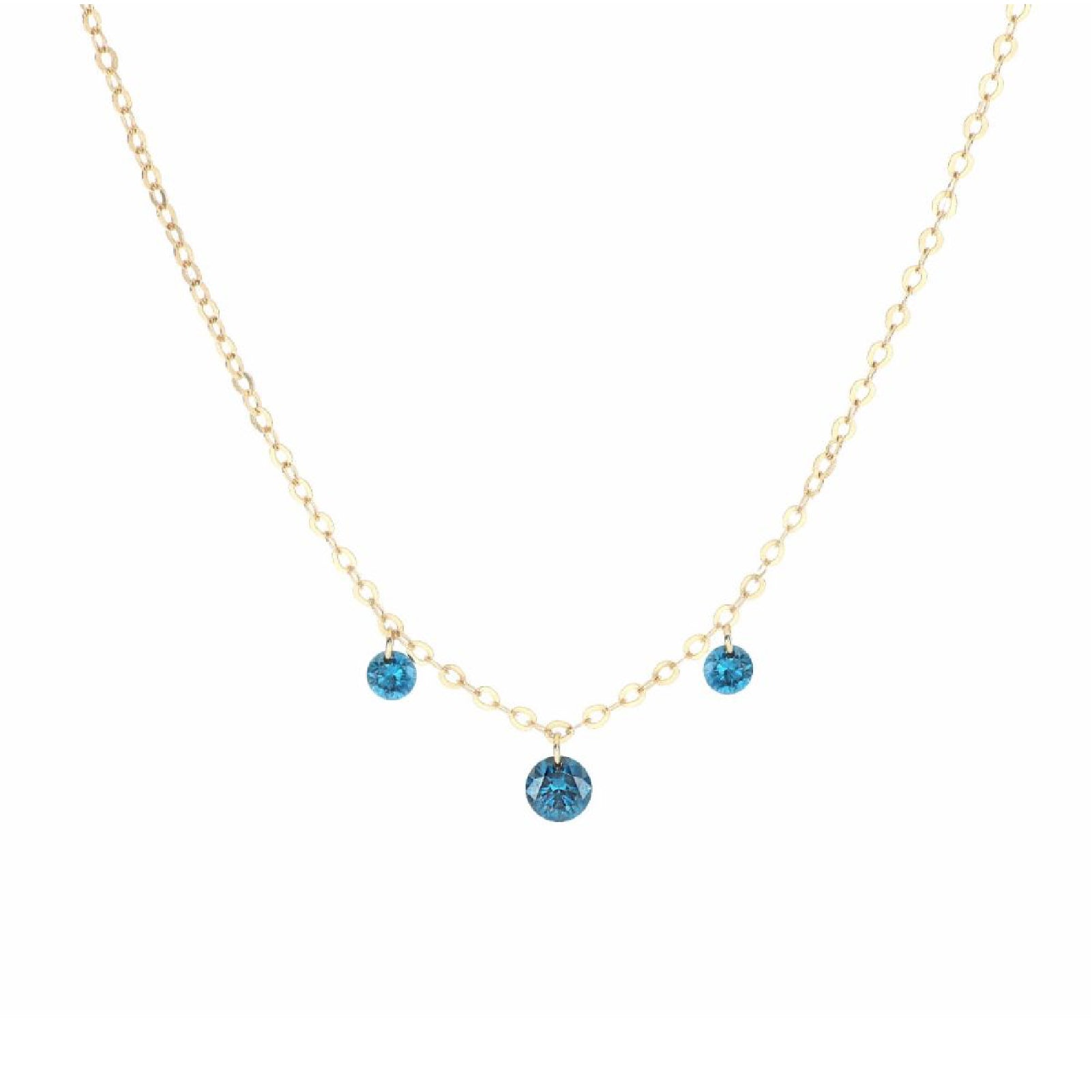 Collana in oro 18kt Maman et Sophie AURUM con tre diamanti blu MISURA UNICA