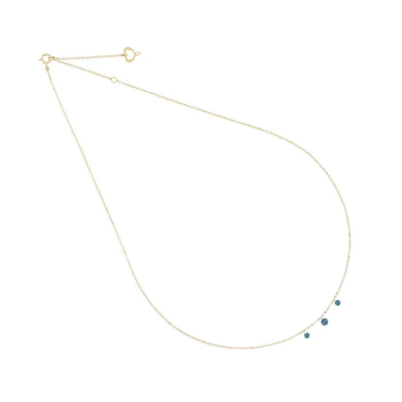 Collana in oro 18kt Maman et Sophie AURUM con tre diamanti blu MISURA UNICA