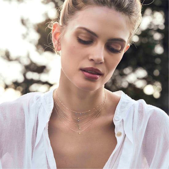 Collana in oro 18kt Maman et Sophie AURUM con tre diamanti blu MISURA UNICA