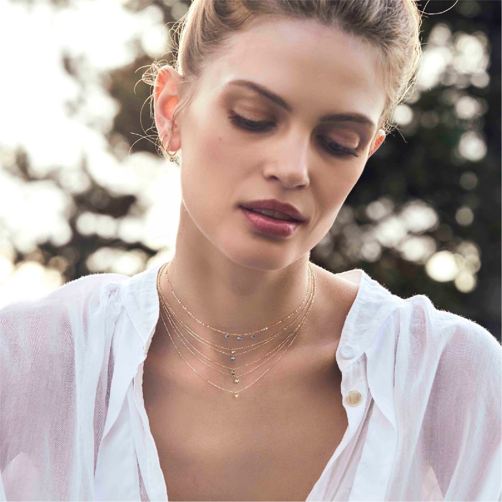 Collana in oro 18kt Maman et Sophie AURUM con tre diamanti blu MISURA UNICA