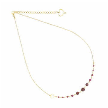 Collana Maman et Sophie Onda argento dorato con piete rosse MISURA UNICA