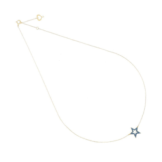 Collana Maman et Sophie oro 18 kt con stella e polvere blu MISURA UNICA