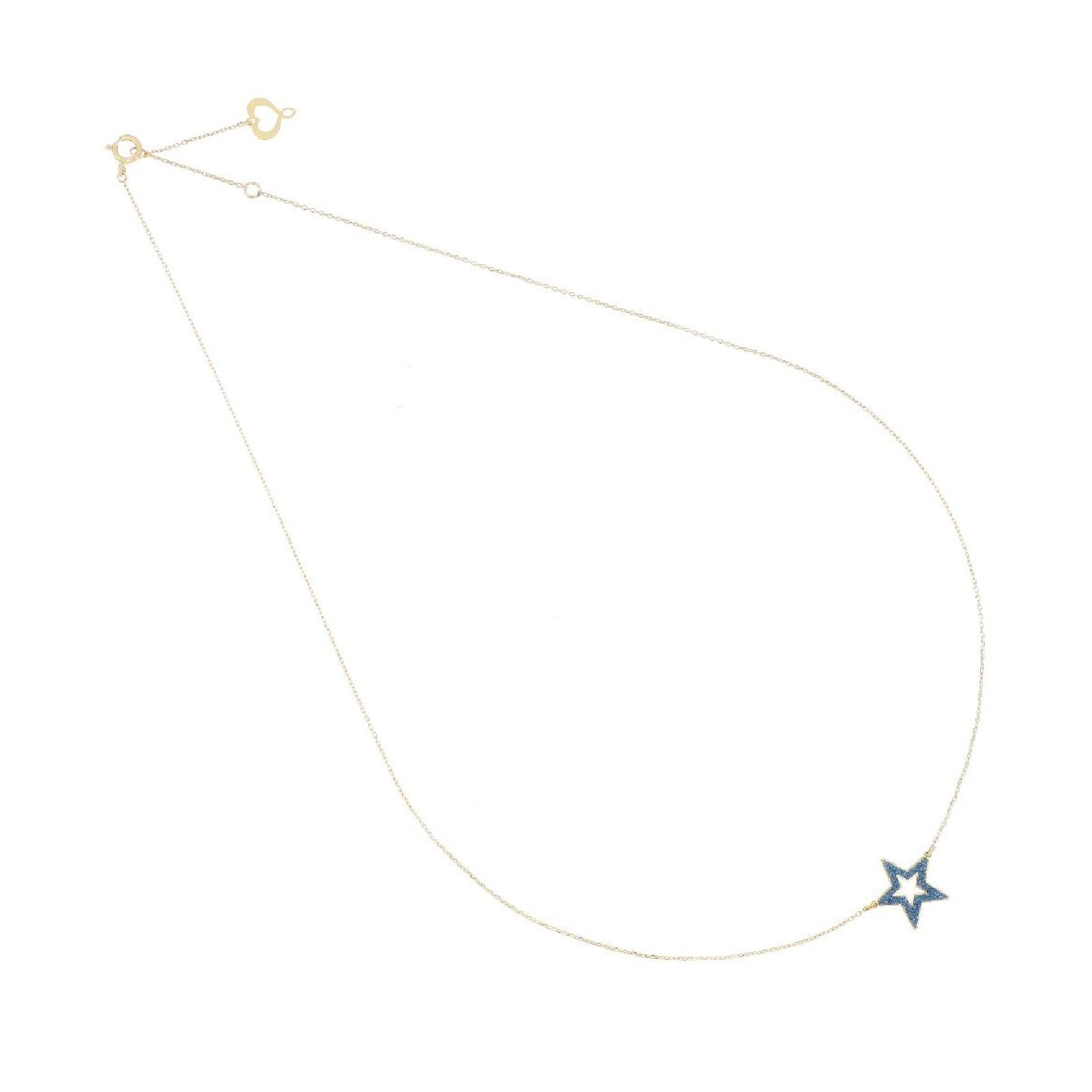 Collana Maman et Sophie oro 18 kt con stella e polvere blu MISURA UNICA