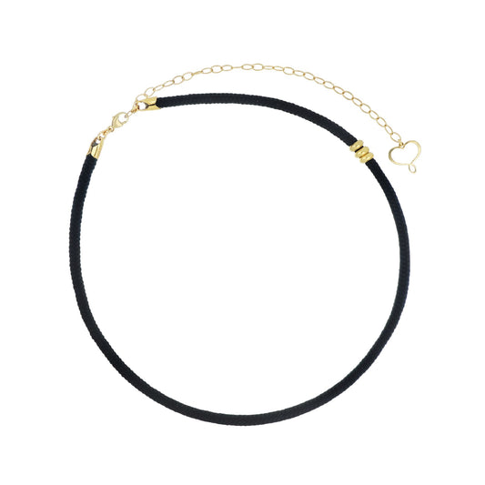 Collana girocollo Maman et Sophie in cordino nero e argento MISURA UNICA