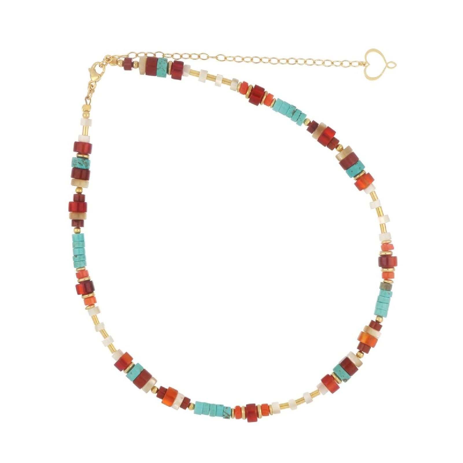 Collana girocollo Maman et Sophie con corallo e agata colorate MISURA UNICA