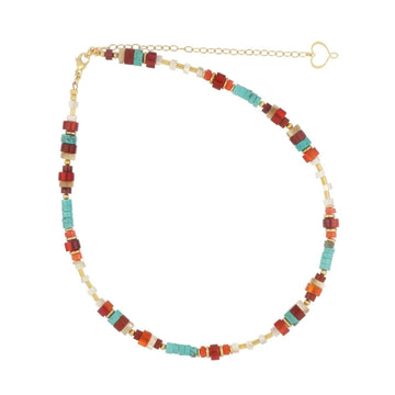 Collana girocollo Maman et Sophie con corallo e agata colorate MISURA UNICA